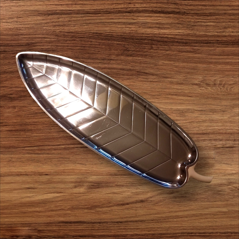 MCM Silver Plated Leaf-Shaped Decorative Tray